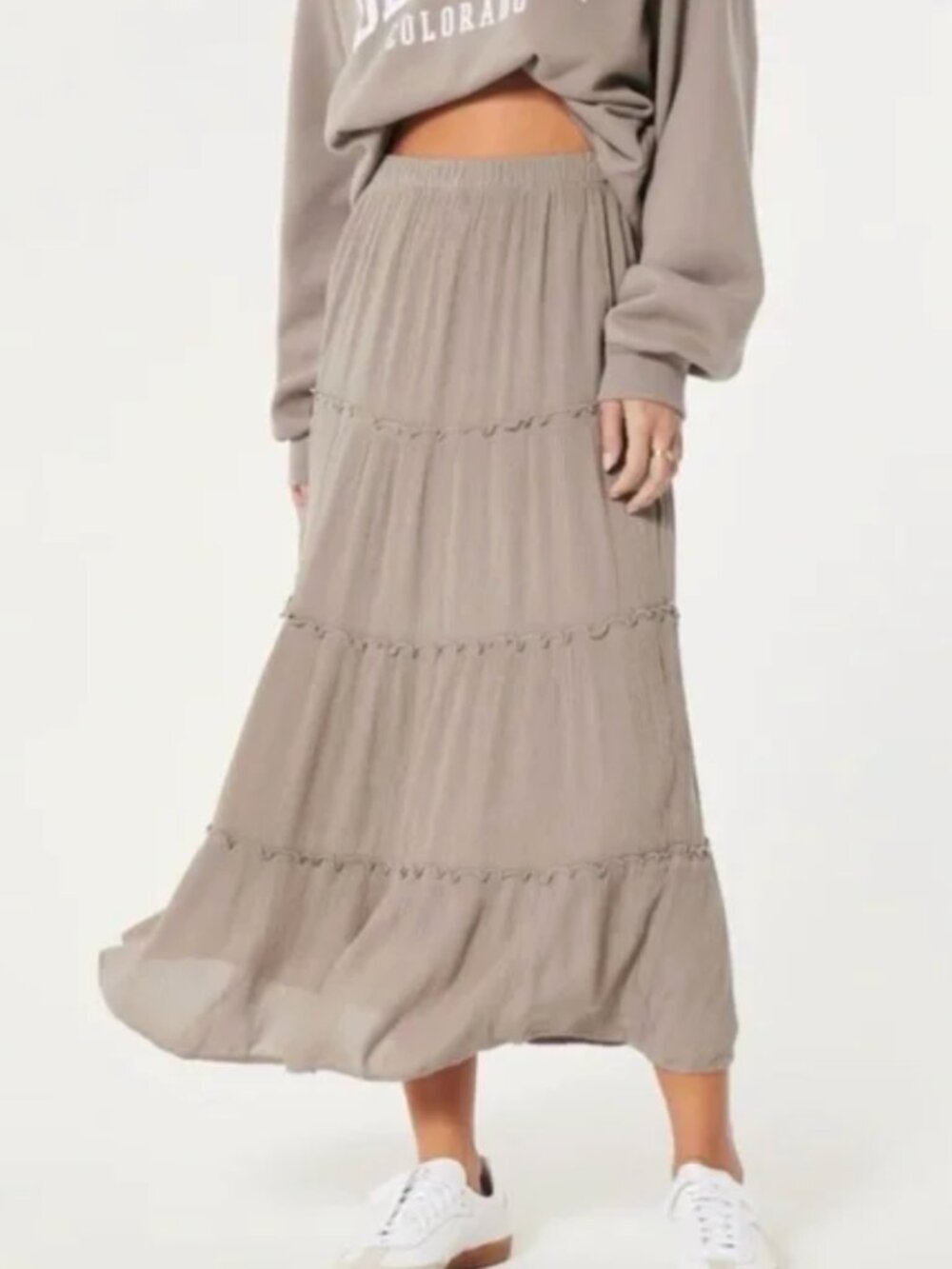 Hollister Ultra High Waisted Tiered Maxi Skirt Women's Small